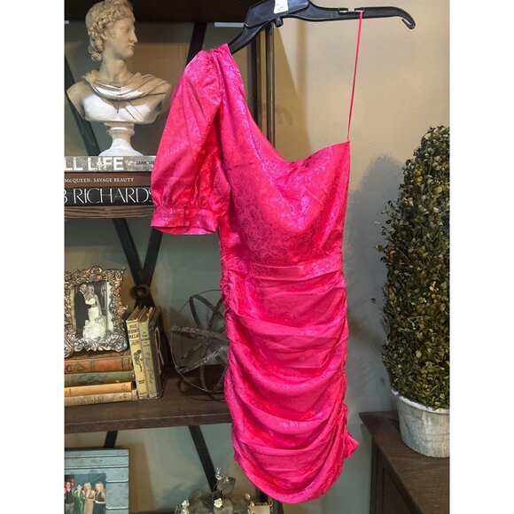 Ronny Kobo Nadia One Shoulder Mini Dress Pink Womens Size Medium - Picture 5 of 8